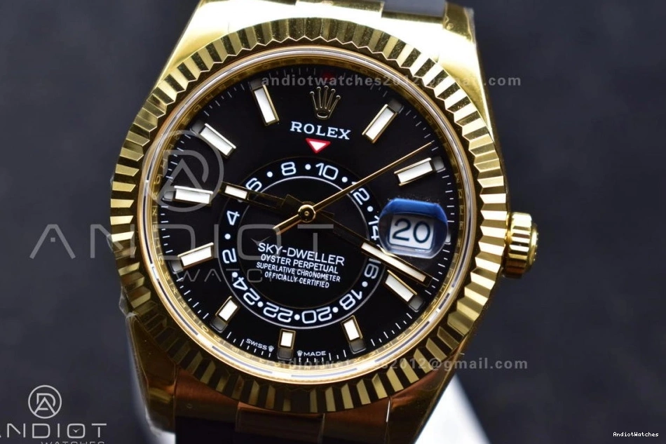 Edition Strap Black Durable 1098 (Gain Weight) YG Oysterflex Sky-Dweller Best 336238 on A23J ZF 1:1 Dial 0101